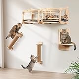 Kletterwand Katzen aus Massivholz für große Katze bis 25KG, LitaiL 5tlg...