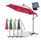 Jopassy Sonnenschirm 350cm mit LED solar,Ampelschirm Groß mit Ständer Alu...