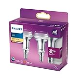 Philips LED Classic E14 Lampe, 40 W, R50, Reflektor, 36° drehbar, silber,...