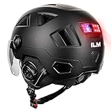 ILM Bluetooth Helm Fahrrad Herren Damen mit Licht-Fahrradhelm mit Visier...