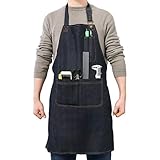 QWORK® Herren & Damen Arbeits Schürze, Werkzeugschürze mit 4 Taschen...
