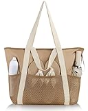 HOMESPON Strandtasche Damen mit Reißverschluss Große Wasserdicht Mesh...