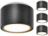 GeyouLux 4 Stück LED Aufbauspot Schwarz-Ø95x55mm-extra flach & großer...