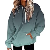 Generisch Hoodie Damen Oversize Pullover Sport Langarm Fleece Gefütterte...