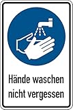 Dreifke® Aufkleber Kombischild, Hände waschen nicht vergessen Folie...