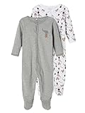 Name It 2er Pack Unisex Schlafstrampler aus Bio-Baumwolle Grey Melange-56