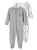 NAME IT 2er Pack Unisex Schlafstrampler aus Bio-Baumwolle Grey Melange-74