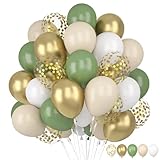 60 Stück Luftballons Grün Gold, Luftballons Salbeigrün Weiß,...