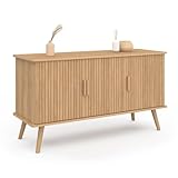 IDMarket - Anrichte 110 cm Juliette mit 3 Türen, Latten, Holz, Farbe Eiche