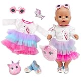 WanderGo Baby Puppen Puppenkleidung 35-43 cm, 5-teiliges Outfit mit 1...