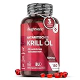 Omega 3 Krillöl Kapseln - 1200mg mit Astaxanthin & Cholin - 180...