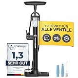 DANSI Fahrradpumpe I Standluftpumpe passend für alle gängigen Ventile...