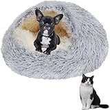 Grau Flauschig Hundebett Muschelform 60cm Katzenbett Warm Tierbett...