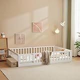 LALAHO 2-in-1 Bodenbett Montessori Kinderbett mit seitlichem Ausstieg,...