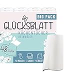 Glücksblatt Küchentücher, 48 Rollen á 45 Blatt, 3-lagige Küchenrollen,...