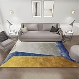 DJHWWD Flur Teppich Teppiche Schlafzimmer Webteppich Blau-gelber moderner...