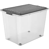 Rotho Compact Aufbewahrungsbox 70l mit Deckel und Rollen, Kunststoff (PP)...