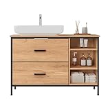 EUGAD Waschbeckenunterschrank, Badezimmerschrank mit 2 Schubladen 3 offenen...