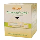 Hellma Zitronensaft-Sticks 100 Stk. je 4 ml säuerlich - 400 ml Vorrats-Box...