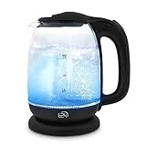 T24 LED Glas Wasserkocher 1,7 Liter mit LED-Beleuchtung, Wasserkocher Glas,...