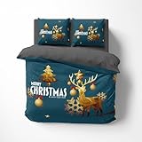 FEBE 3D Bettwäsche Merry Christmas Weihnachten Bettbezug-Set 135x200 +...