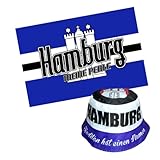 Fan-Set Hamburg 'Fahne (90x150 cm) + Fischerhut', blau-weiss, Fussball