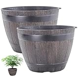 Rachlicy 2 Stück Fass-Pflanzgefäß, 19 cm, Kunstharz, große Töpfe für...