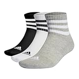 adidas Unisex 3-Stripes Cushioned Sportswear Mid-Cut Socks 3 Pairs, Medium...