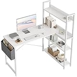 CubiCubi 120 cm Kleiner L-förmiger Computertisch mit Regalen,...