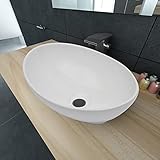 Myheimly Waschbecken Keramik Oval 40x33cm Aufsatzwaschbecken Waschtisch...