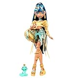 Monster High Cleo De Nile Puppe in goldener Bluse und mehrlagigem Rock,...