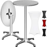 Casaria® 2in1 Stehtisch mit Husse Klappbar Höhenverstellbar 70 cm / 115...