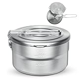 BILIPLE Camping Topf 1.5L Edelstahl Camping Geschirr mit Deckel und...