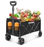Bollerwagen Faltbar 100L 100KG Handwagen mit Getränkehalter Transportwagen...