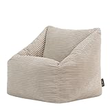 Icon Natalia Sitzsack Kinder, Beige, Flauschiger Cord Stoff, Sitzsack Cord...