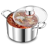 TEAMFAR Kochtopf, 20cm Topf Induktion aus 3-Lagen Edeastahl, 3,3L Nudeltopf...