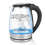 Fourward Glas Wasserkocher, 2300W, 1.8 Liter mit Led Blau Licht, 100% BPA...