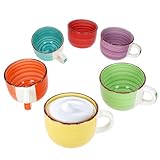 MamboCat 6er Set Uni bunt Jumbotassen I 400ml I für 6 Personen I große...