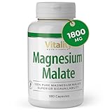 Magnesium Malat 180 Vegane Kapseln. 1800 mg Reines Malat pro Dosis - 360 mg...