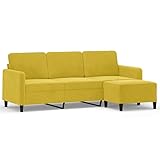 Futon Sofa 3-Sitzer mit Hocker 180 cm in Gelb & Samt – Modernes Klappsofa...