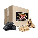 IPELLET BBQ-Set 2,5kg Holzkohle + Anzünder + Holzspäne – Premium...