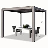 TOOLPORT PRIMEYARD Pergola 3x3 m Aluminium Pfosten mit Lamellendach aus...