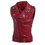 Lederweste Herren Biker Kutte - Ärmellose Weste Herren Biker-Stil Vintage...