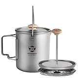 Bestargot French Press Titan Camping Kaffeekocher, 750ml max Titan Topf mit...