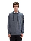 TOM TAILOR Herren Sweatshirt-Longsleeve mit Schalkragen,36181 - Navy White...