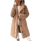 Guhmomh Teddyjacke Damen Lang Fleecejacke Teddy Trenchcoat Wintermantel...