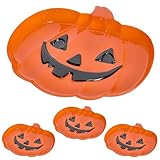 Cepewa Dekoteller 4er Set 'Pumpkin' Tablett | Kunststoff orange schwarz...