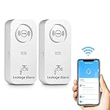 WiFi Wassermelder Wasseralarm(2,4 G WiFi), 90 dB Wassersensor Alarm und App...