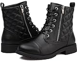 todaysunny Stiefeletten Damen Schnürstiefel Springerstiefel Schwarz Leder...