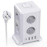 Mehrfachsteckdose mit USB-C, 8 Fach Steckdosenleiste mit Schalter,...